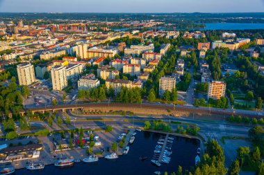 Finlandiya 'nın Tampere kentinin Panorama manzarası.