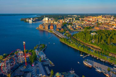 Finlandiya 'nın Tampere kentinin Panorama manzarası.