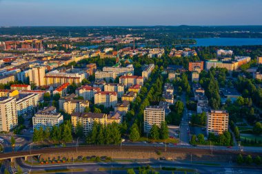 Finlandiya 'nın Tampere kentinin Panorama manzarası.