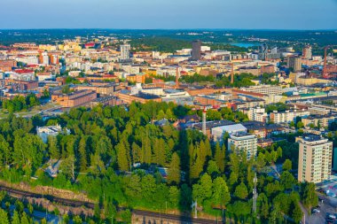 Finlandiya 'nın Tampere kentinin Panorama manzarası.