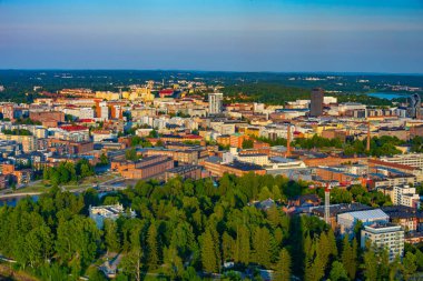 Finlandiya 'nın Tampere kentinin Panorama manzarası.