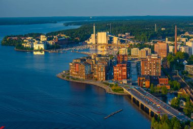 Finlandiya 'nın Tampere kentinin Panorama manzarası.