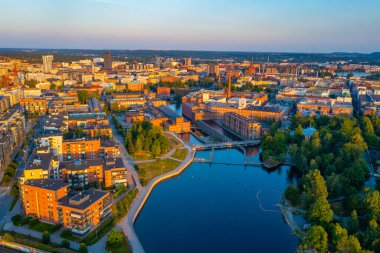 Finlandiya 'nın Tampere kentinin Panorama manzarası.