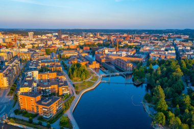 Finlandiya 'nın Tampere kentinin Panorama manzarası.