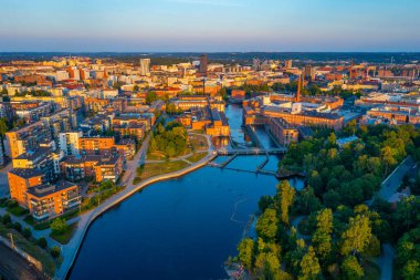Finlandiya 'nın Tampere kentinin Panorama manzarası.
