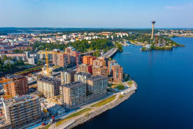 Finlandiya 'nın Tampere kentinin Panorama manzarası.