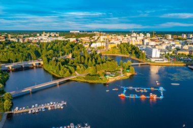 Finlandiya 'nın Oulu kentinin Panorama manzarası.