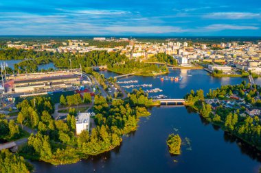 Finlandiya 'nın Oulu kentinin Panorama manzarası.