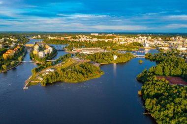 Finlandiya 'nın Oulu kentinin Panorama manzarası.