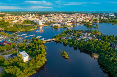 Finlandiya 'nın Oulu kentinin Panorama manzarası.