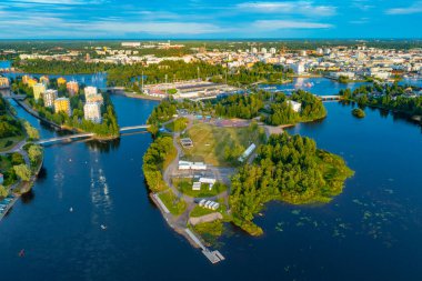 Finlandiya 'nın Oulu kentinin Panorama manzarası.