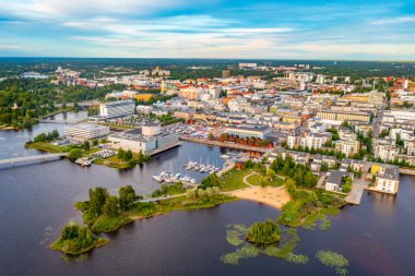 Finlandiya 'nın Oulu kentinin Panorama manzarası.