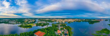 Finlandiya 'nın Oulu kentinin Panorama manzarası.