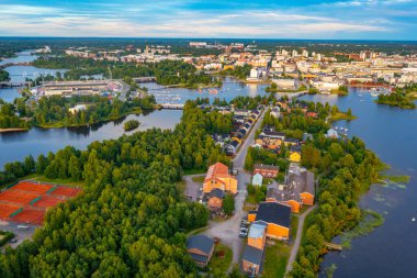 Finlandiya 'nın Oulu kentinin Panorama manzarası.