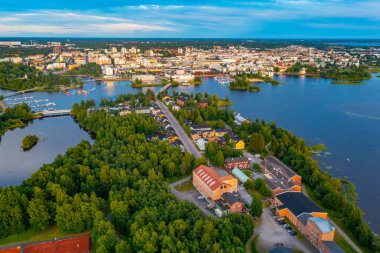 Finlandiya 'nın Oulu kentinin Panorama manzarası.