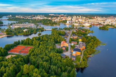 Finlandiya 'nın Oulu kentinin Panorama manzarası.