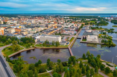 Finlandiya 'nın Oulu kentinin Panorama manzarası.