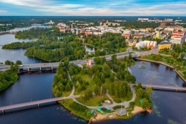 Finlandiya 'nın Oulu kentinin Panorama manzarası.