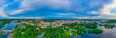 Finlandiya 'nın Oulu kentinin Panorama manzarası.