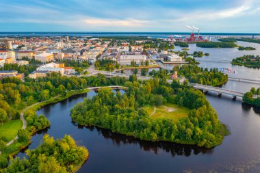 Finlandiya 'nın Oulu kentinin Panorama manzarası.