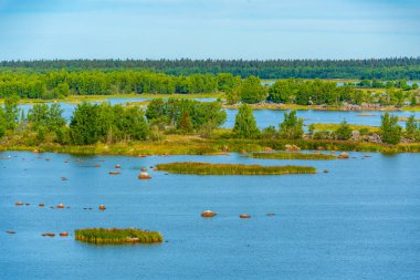 Finlandiya 'daki Kvarken takımadalarının Panorama görünümü.