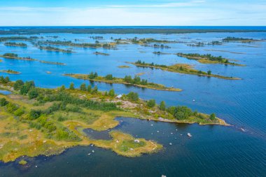 Finlandiya 'daki Kvarken takımadalarının Panorama görünümü.
