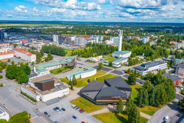 Finlandiya 'nın Seinajoki kentinin modern mimarisinin Panorama görüşü