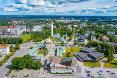 Finlandiya 'nın Seinajoki kentinin modern mimarisinin Panorama görüşü