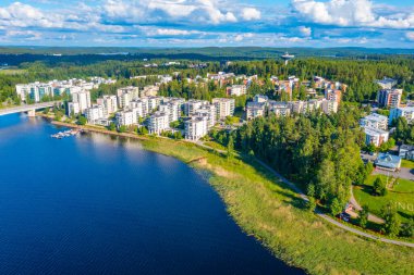 Finlandiya 'nın Jyvaskyla rıhtımındaki konutlar.