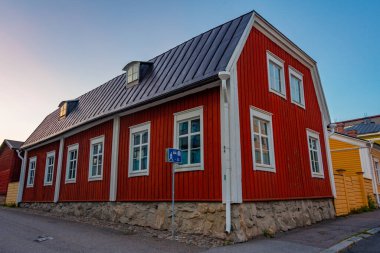 Finlandiya, Kuopio 'da renkli kereste evleri.
