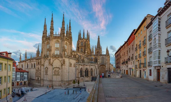 Solnedgang Utsikt Katedralen Den Spanske Byen Burgos – stockfoto