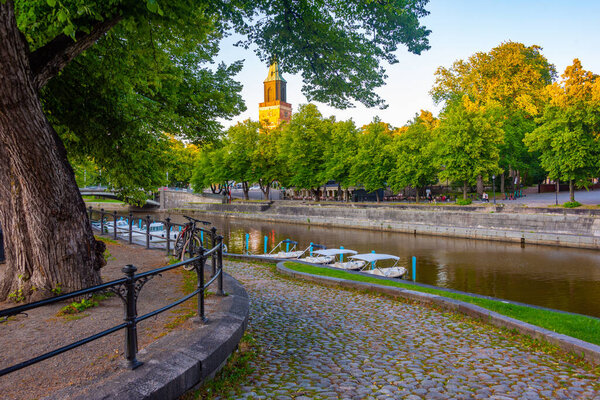 Waterfront of river Aura in Finnish town Turku.