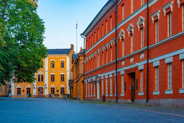 Edificio Rosso Della Scuola Cattedrale Turku Finlandia — Foto Stock