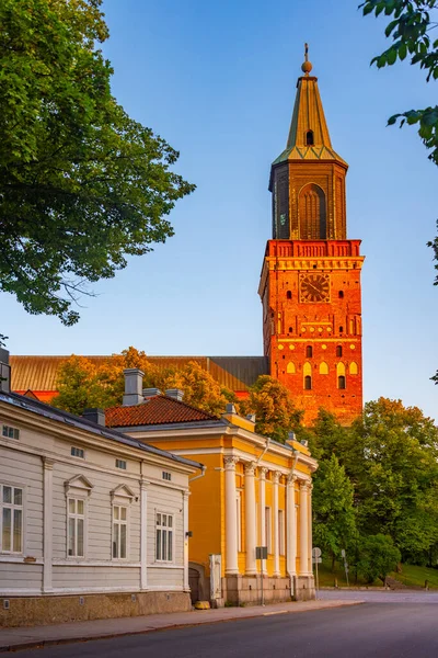 Sonnenuntergang Der Kathedrale Turku Finnland — Stockfoto