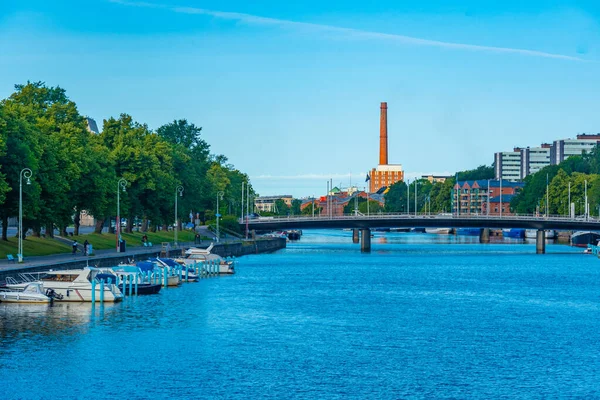 Bord Eau Rivière Aura Dans Ville Finlandaise Turku — Photo