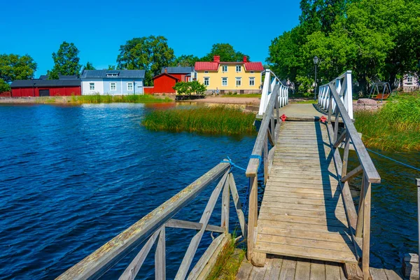 Kleurrijke Houten Huizen Ekenas Finland — Stockfoto