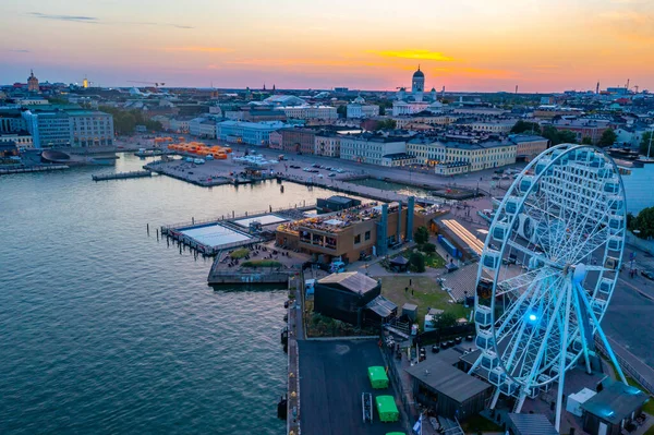 Atardecer Panorama Helsinki Desde Detrás Del Volante Del Ferris Finlandia —  Fotos de Stock