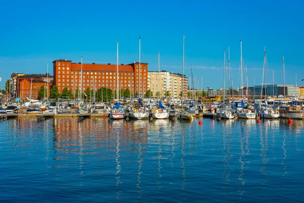 stock image View of a marina in the Kruununhaka district of Helsinki, Finland..