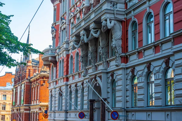 Edificios Históricos Una Calle Helsinki Durante Día Soleado Finlandia — Foto de Stock