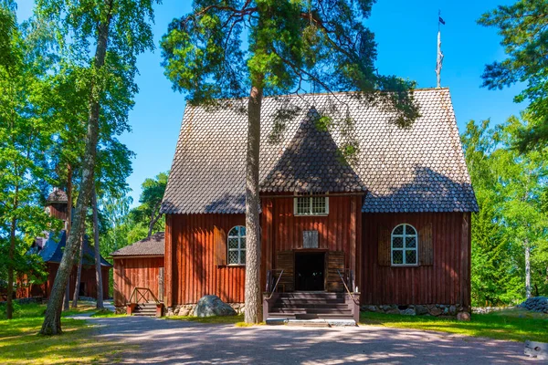 Träbyggnader Fölisön Friluftsmuseum Helsingfors Finland — Stockfoto