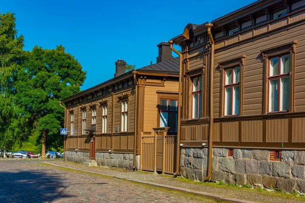 Casas Madera Colores Hameenlinna Finlandia —  Fotos de Stock