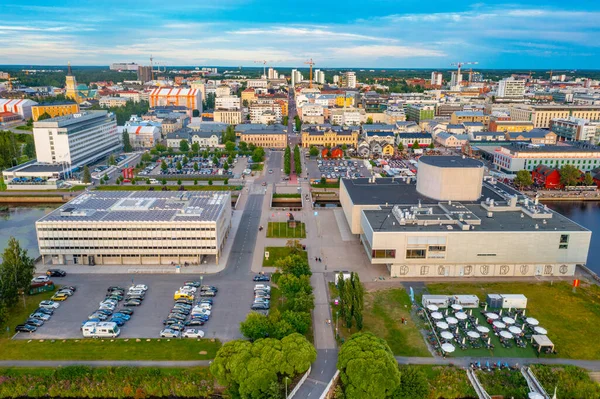 stock image Panorama view of center of Finnish town Oulu.