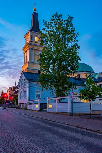 Vista Atardecer Catedral Oulu Finlandia — Foto de Stock