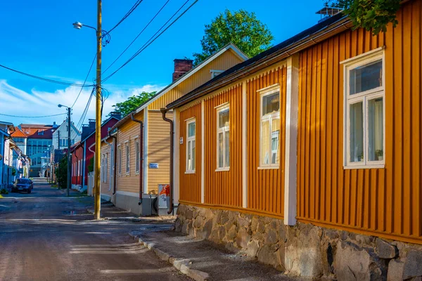Finlandiya Nın Neristan Ilçesindeki Renkli Kereste Evleri Jakobstad — Stok fotoğraf