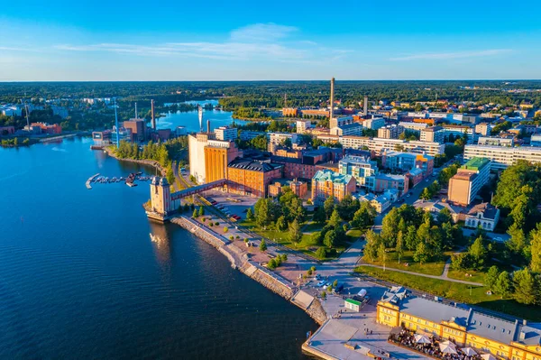 Zonsondergang Panorama Uitzicht Industrieel Deel Van Finse Stad Vaasa — Stockfoto
