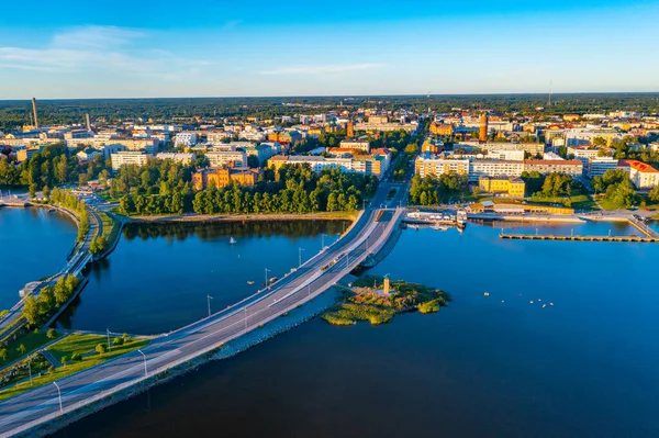 Zonsondergang Panorama Uitzicht Het Centrum Van Finse Stad Vaasa — Stockfoto
