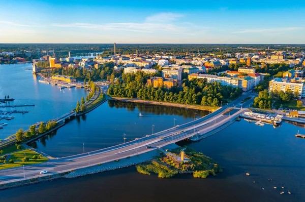 Vista Panorâmica Pôr Sol Centro Cidade Finlandesa Vaasa — Fotografia de Stock