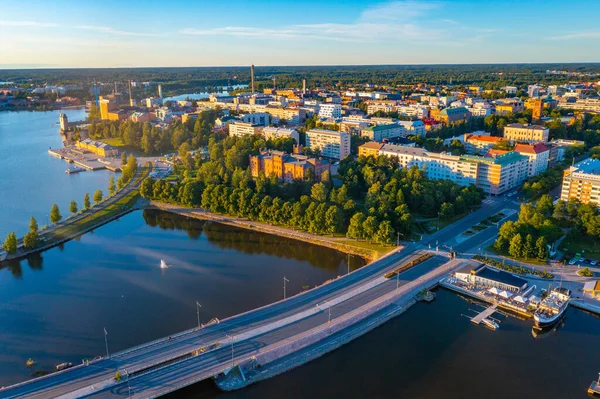 Vista Panoramica Sul Tramonto Della Città Finlandese Vaasa — Foto Stock