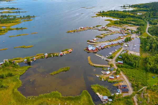 Aerial View Red Timber Boat Houses Svedjehamn Finland — Stock Photo, Image