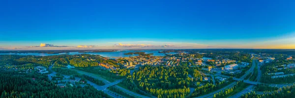 Zonsondergang Panorama Van Finse Stad Kuopio — Stockfoto